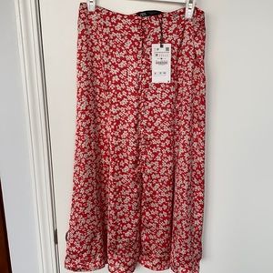 NWT Zara floral midi skirt